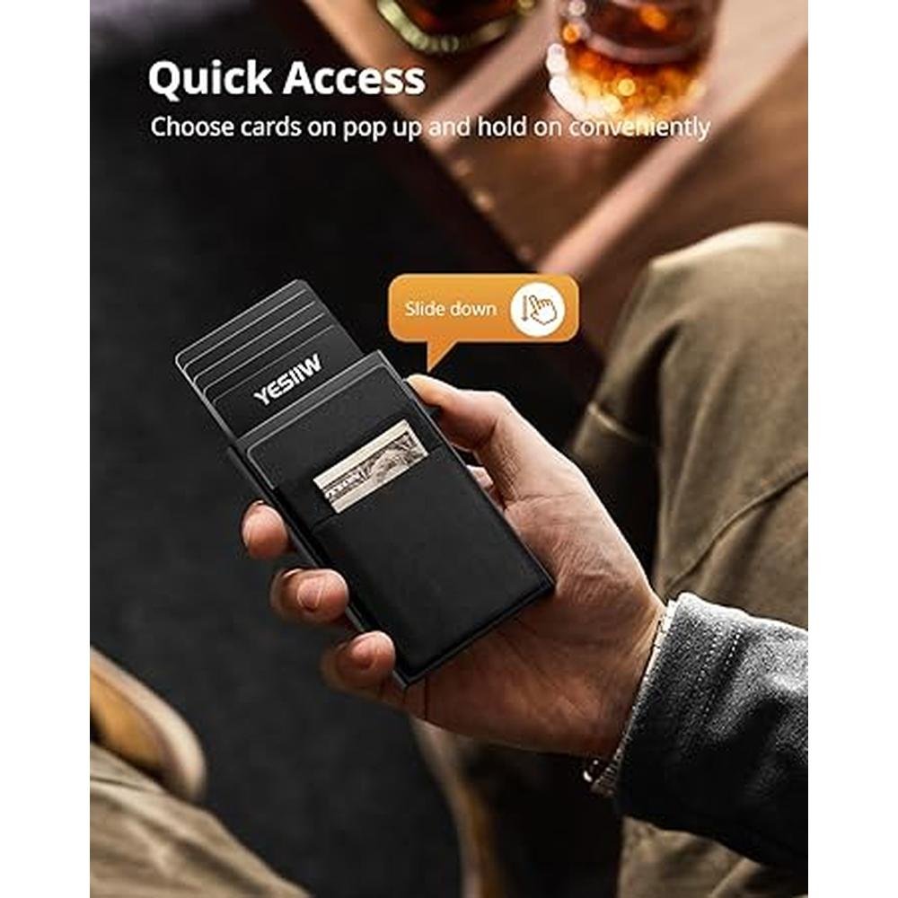 Wallet Men: YESIIW Ultra Slim Wallet with RFID Protection – Close-up Detail