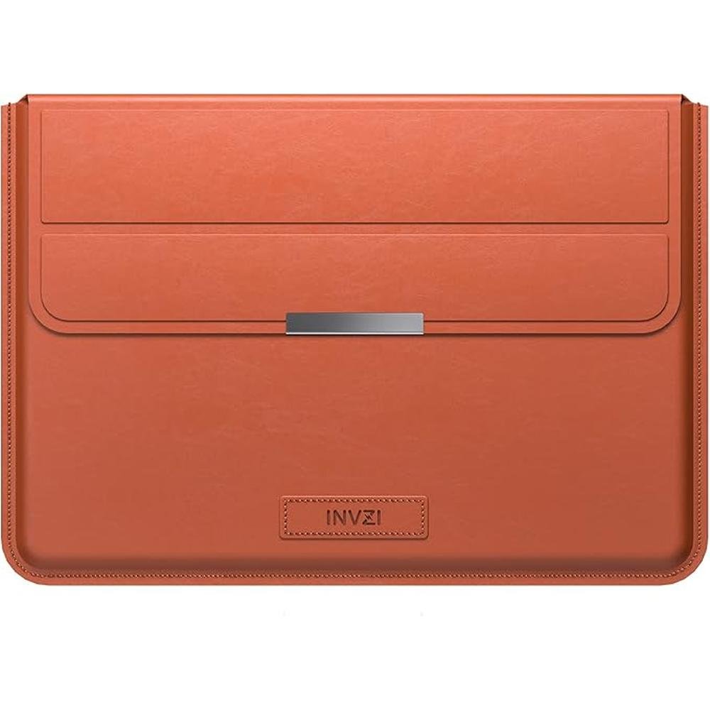 Invzi MacBook Sleeve: Premium Vegan Leather Bag – Front View