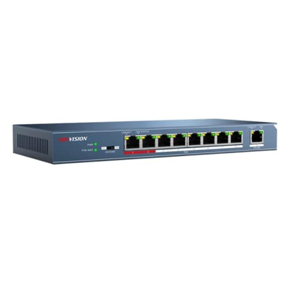Hikvision DS-3E1309P-EI 8-Port Smart Managed 100 Mbps PoE – Front View