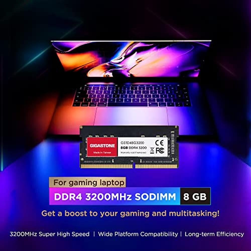 DDR4 PC4: GIGASTONE 8GB DDR4 3200MHz SODIMM – Side View