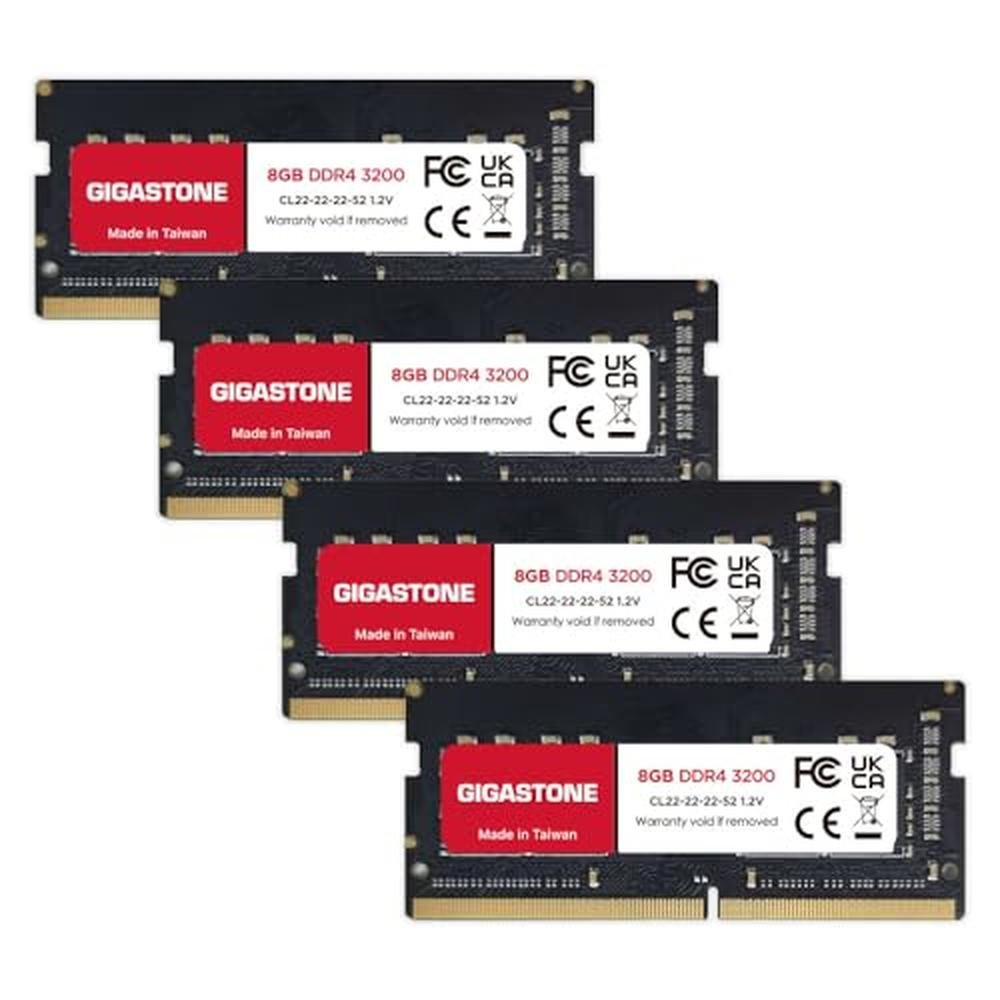 DDR4 PC4-25600: GIGASTONE 32GB Kit 4x8GB DDR4 3200MHz – Front View