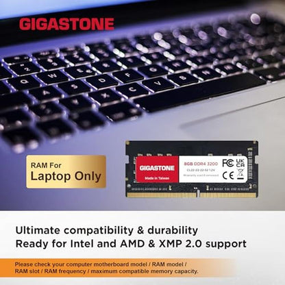 DDR4 PC4-25600: GIGASTONE 32GB Kit 4x8GB DDR4 3200MHz – Close-up Detail