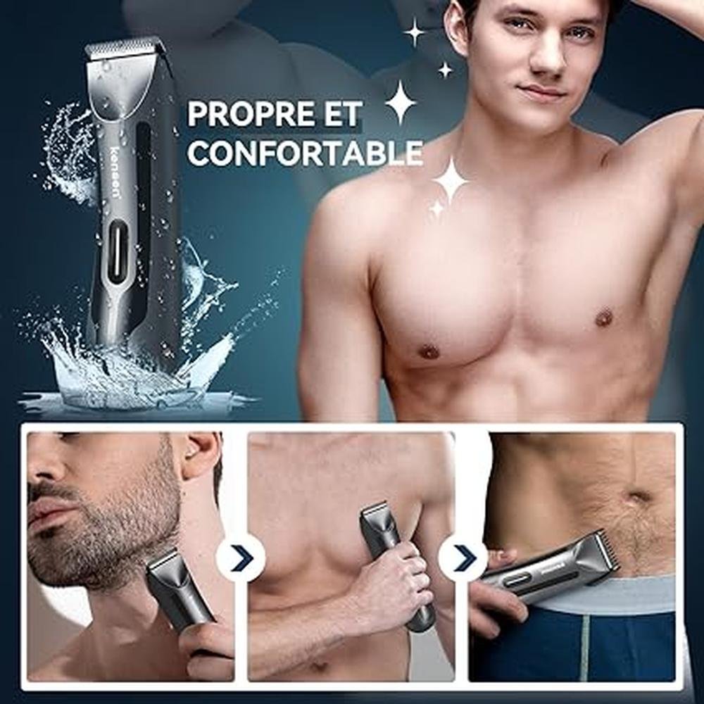 Body Hair Trimmer for Men: Kensen Electric Groin Hair – Close-up Detail