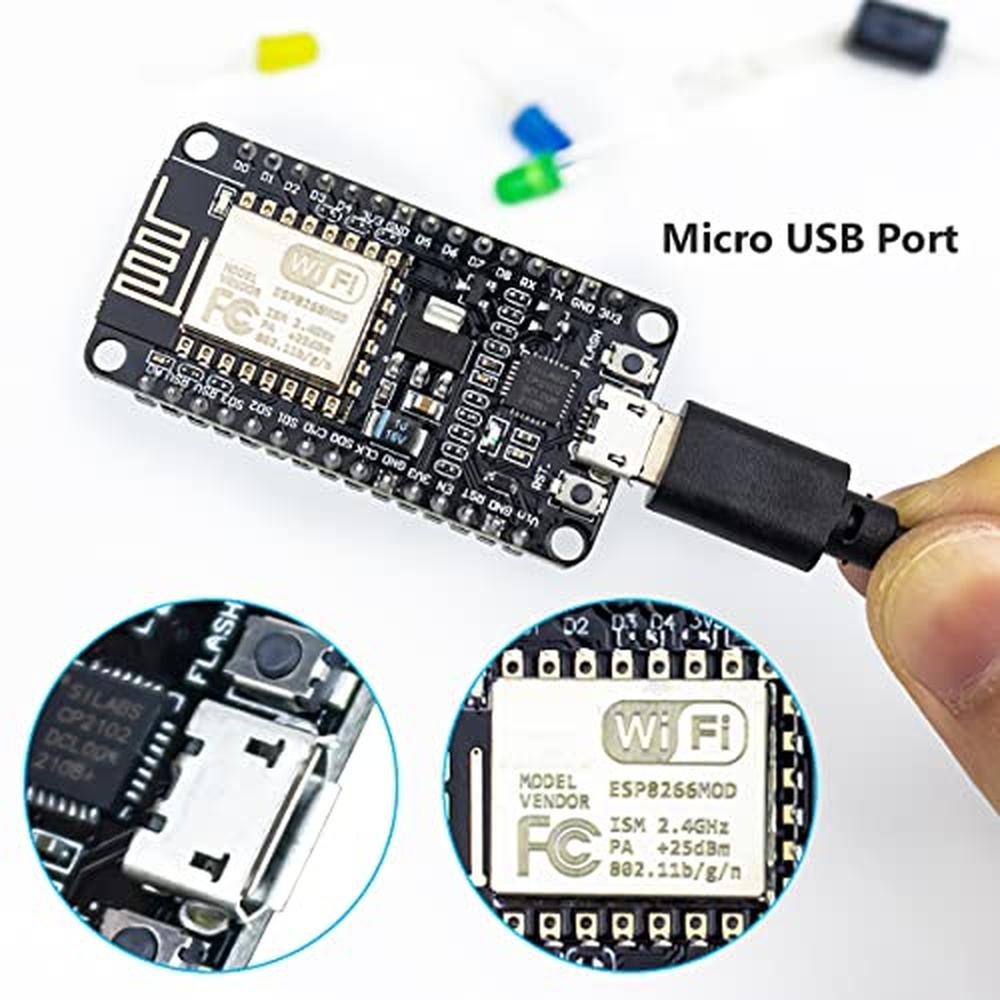 Hosyond 3Pcs: ESP8266 ESP-12E CP2102 NodeMCU Lua Wireless – Side View