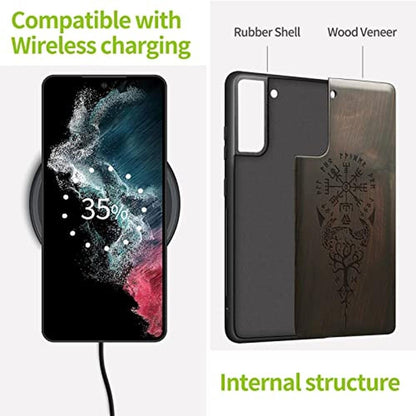 S22 Case: Carveit Galaxy S22 Wood Case Blackwood Hybrid – In Use
