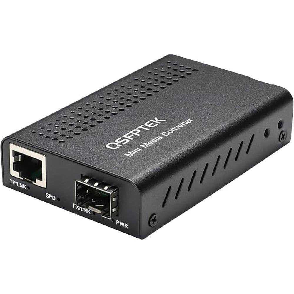 10G Ethernet Media Converter: 10G RJ45 to SFP+ Fiber – Front View