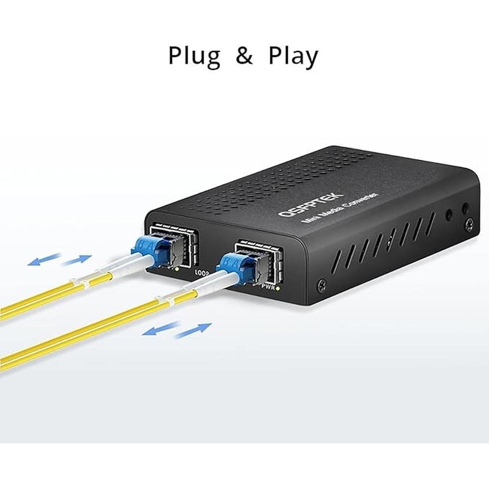 SFP+ Media Converter: Mini Unmanaged 1x 10GBase-X to 1x – Close-up Detail