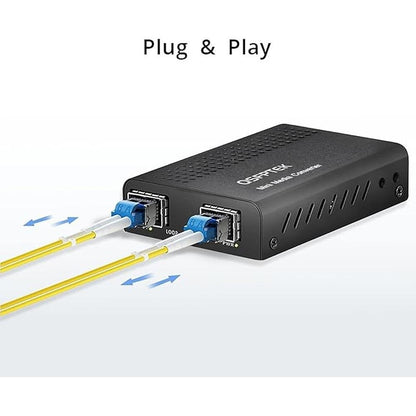 SFP+ Media Converter: Mini Unmanaged 1x 10GBase-X to 1x – Close-up Detail