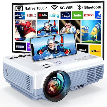 Projector WiFi: FUDONI Upgrade Projector Native 1080p – Front View