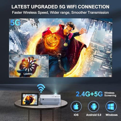 Projector WiFi: FUDONI Upgrade Projector Native 1080p – Side View