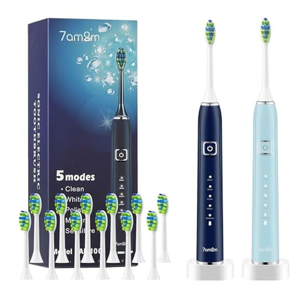 Sonic Electric Toothbrush 2 Pack Set for Adults – Front View