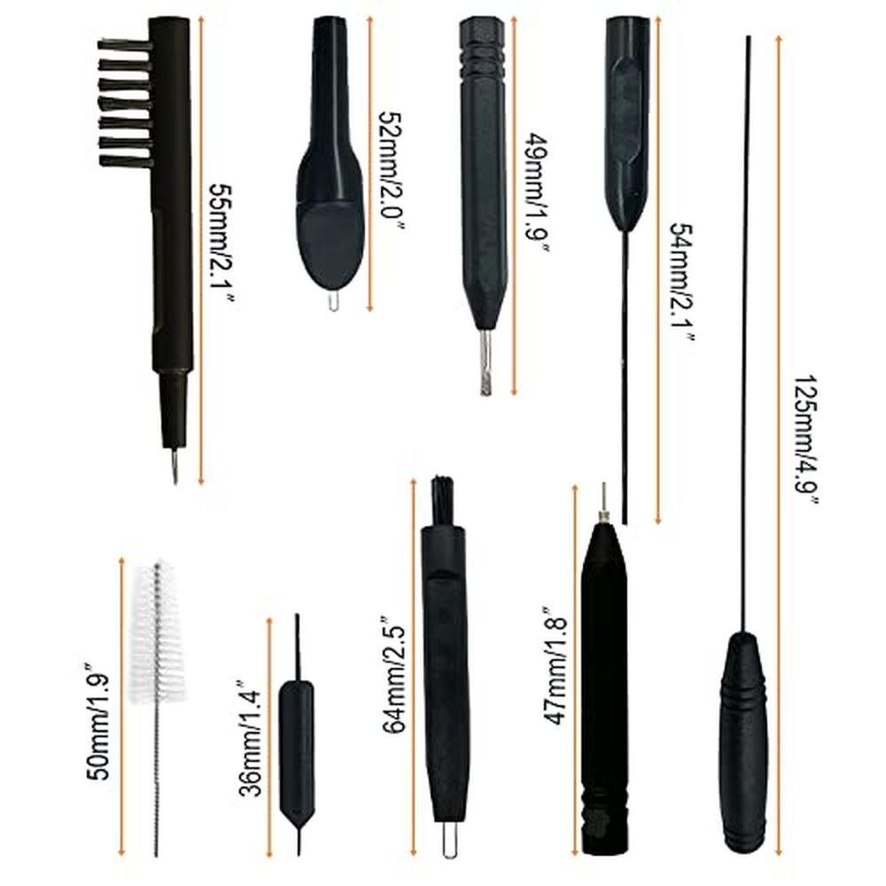 Hearing Aid Pieces: 12-Piece Cleaning Brush Kits with Wax – Side View