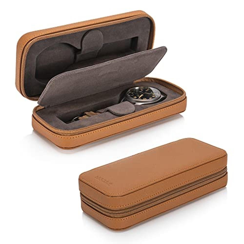 Watch Case: HOUSEOFHIGGINS Modern Leather Watch Case for Men – Front View
