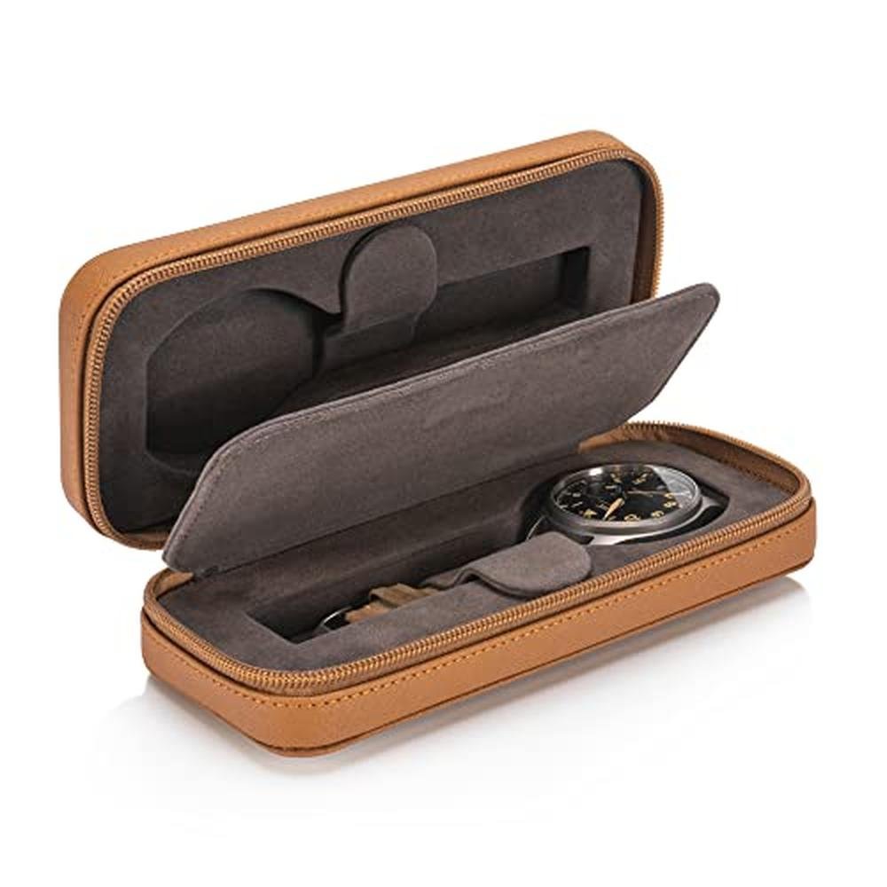 Watch Case: HOUSEOFHIGGINS Modern Leather Watch Case for Men – Side View
