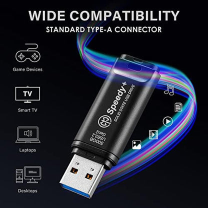 AXE MEMORY Portable SSD 500GB Solid State USB Drive – Side View