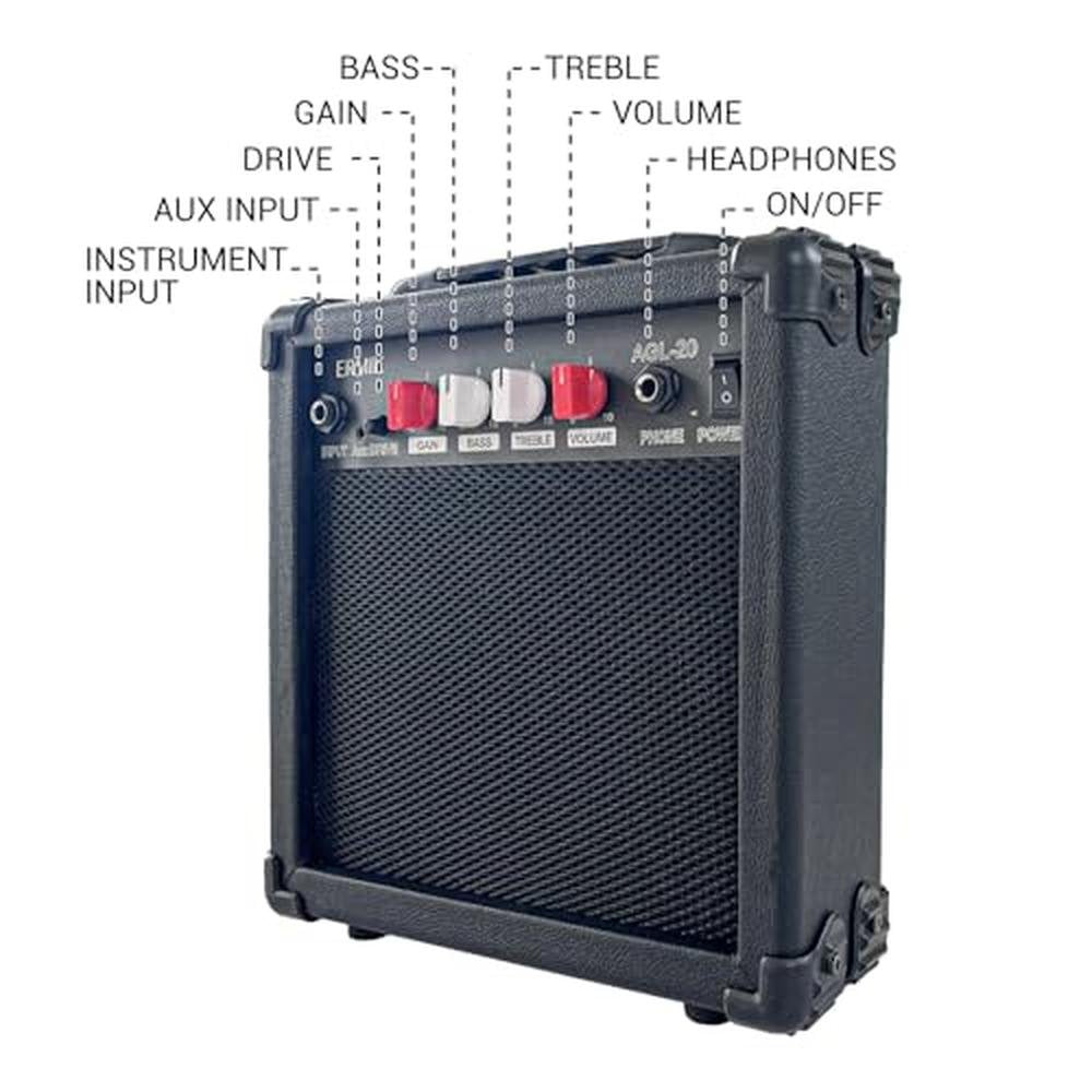Electric Guitar Amp: Ermik 20W Electric Guitar Amplifier – Side View