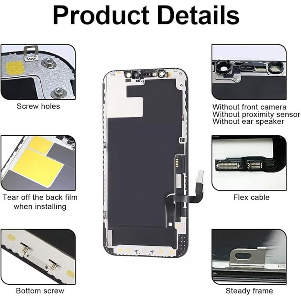 for iPhone 12/12 Pro Screen Replacement Kit 6.1 inch Full – Side View