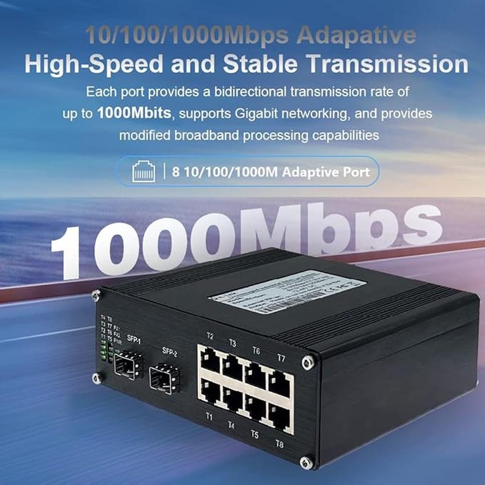 Industrial 8 Port Gigabit Ethernet POE+ Switch DIN Rail – In Use