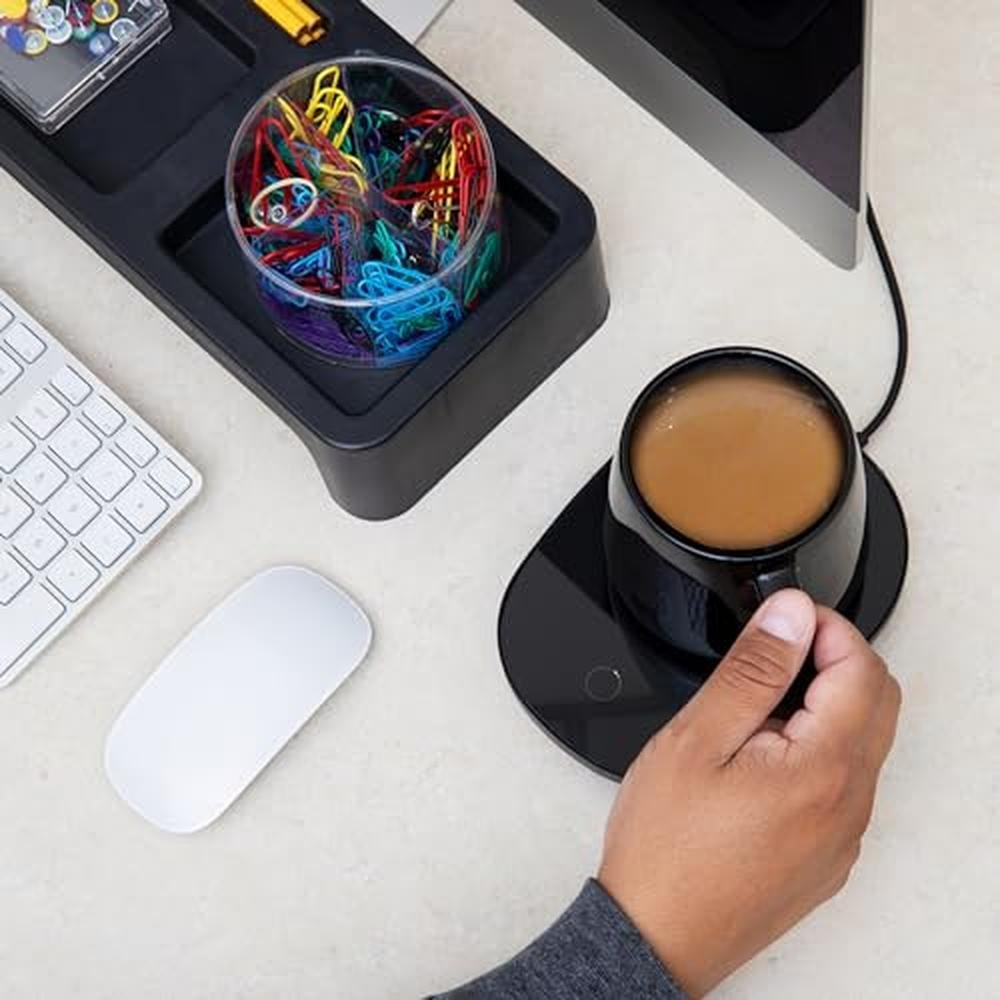 Coffee Warmer: Mind Reader Coffee Warmer and Mug Set Black – Side View