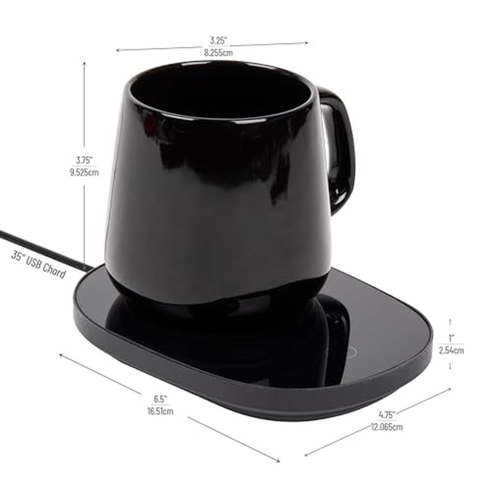 Coffee Warmer: Mind Reader Coffee Warmer and Mug Set Black – Close-up Detail