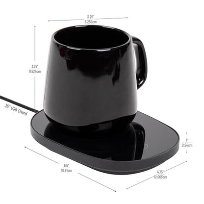 Coffee Warmer: Mind Reader Coffee Warmer and Mug Set Black – Close-up Detail