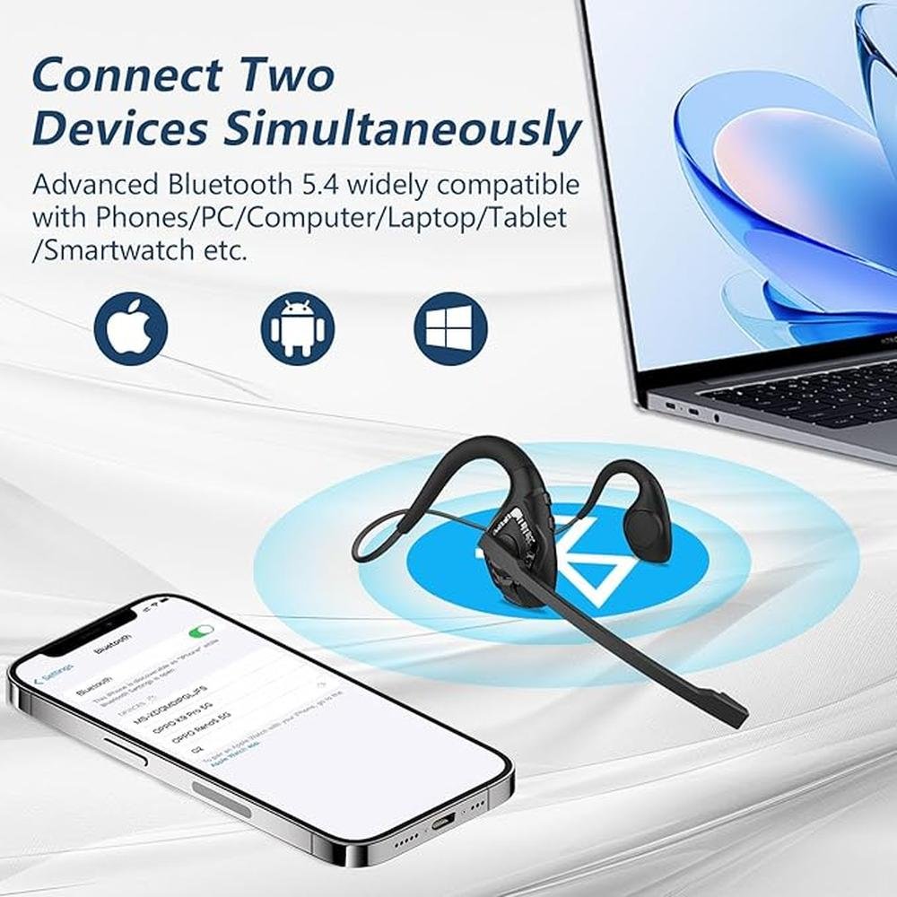 BANIGIPA Open Ear Headphones: Air Conduction Bluetooth – Side View