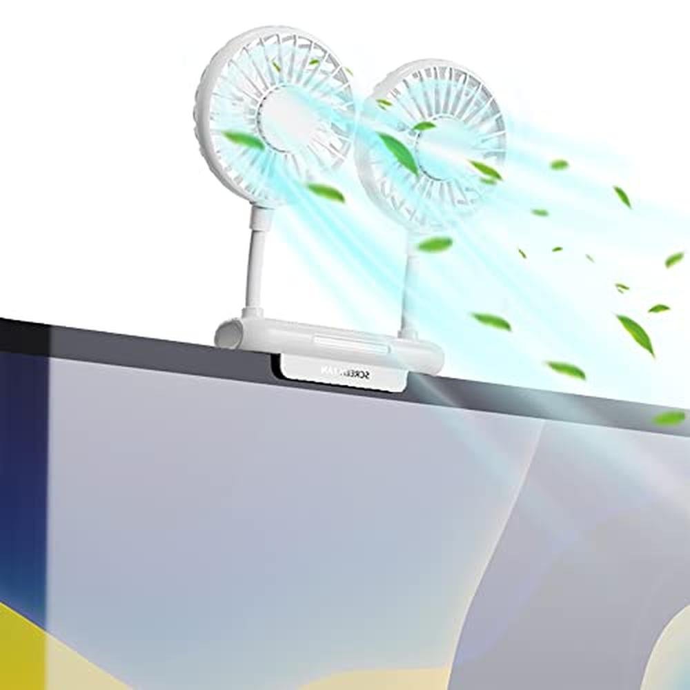 Fan THRRLY: THRRLY Monitor Fan with 2 Rotatable Heads – Front View