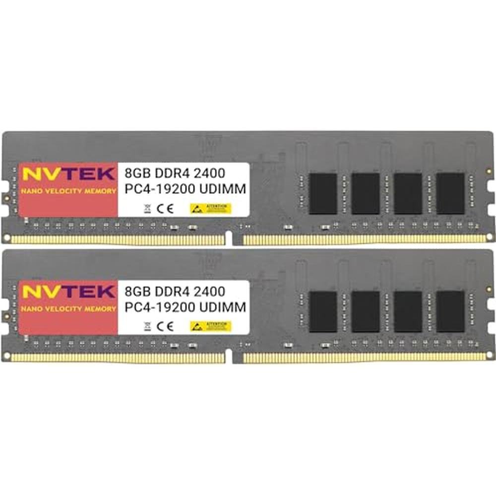 NVTEK 16GB: 2X8GB DDR4 2400MHZ PC4-19200 UDIMM 1Rx8 1.2V – Front View