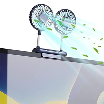 Desktop Fan: THRRLY Monitor Clip-on Fan with 2 Fan Heads – Front View
