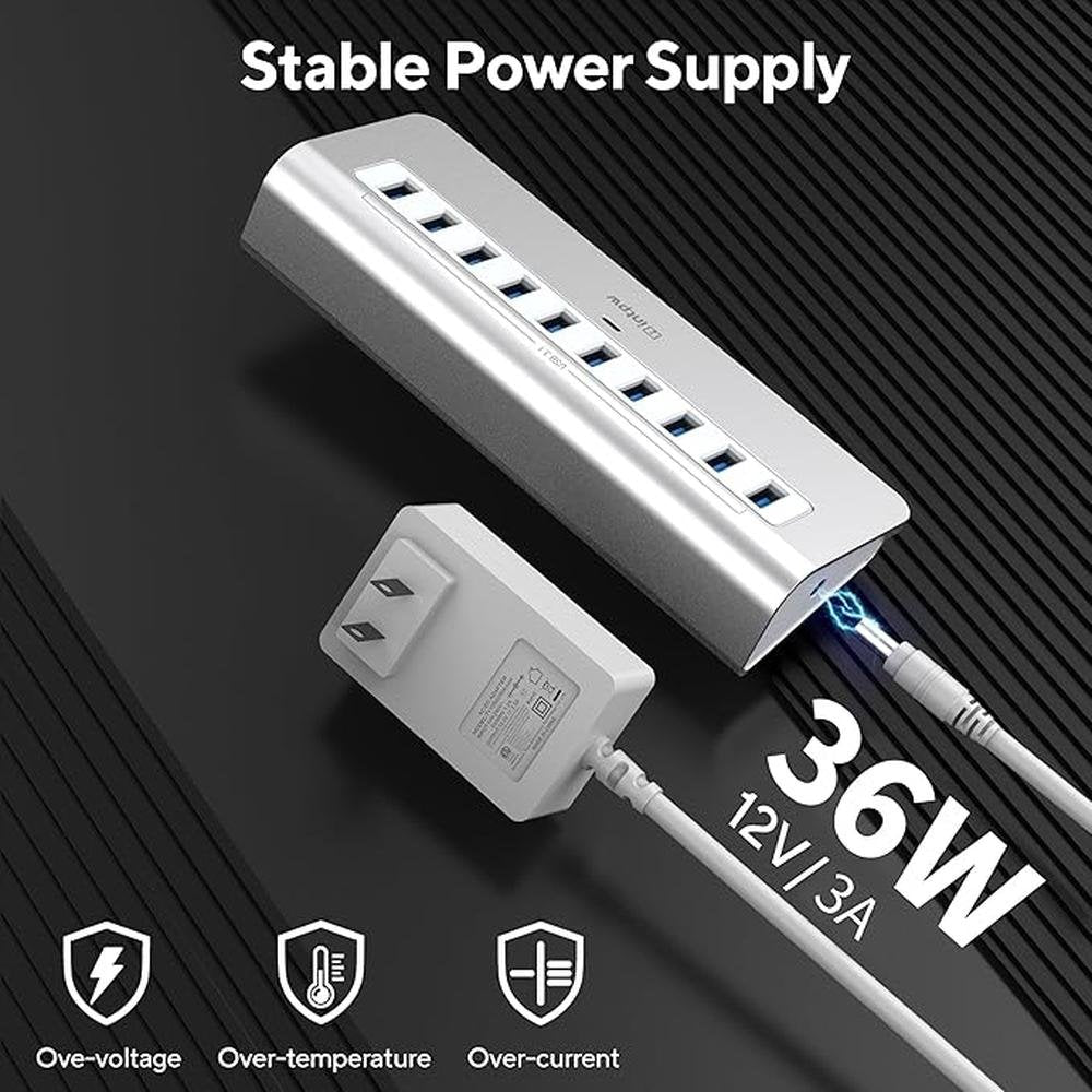 Powered USB Hub: intpw 10 Port USB 3.1 Hub with 10Gbps Data – In Use