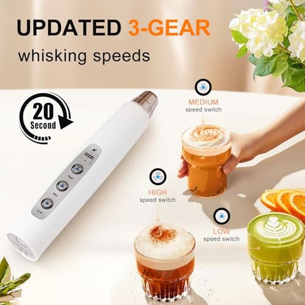 Frother Coffee: YUSWKO White Handheld Milk Frother Wand – In Use