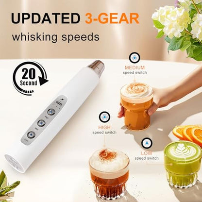 Frother Coffee: YUSWKO White Handheld Milk Frother Wand – In Use