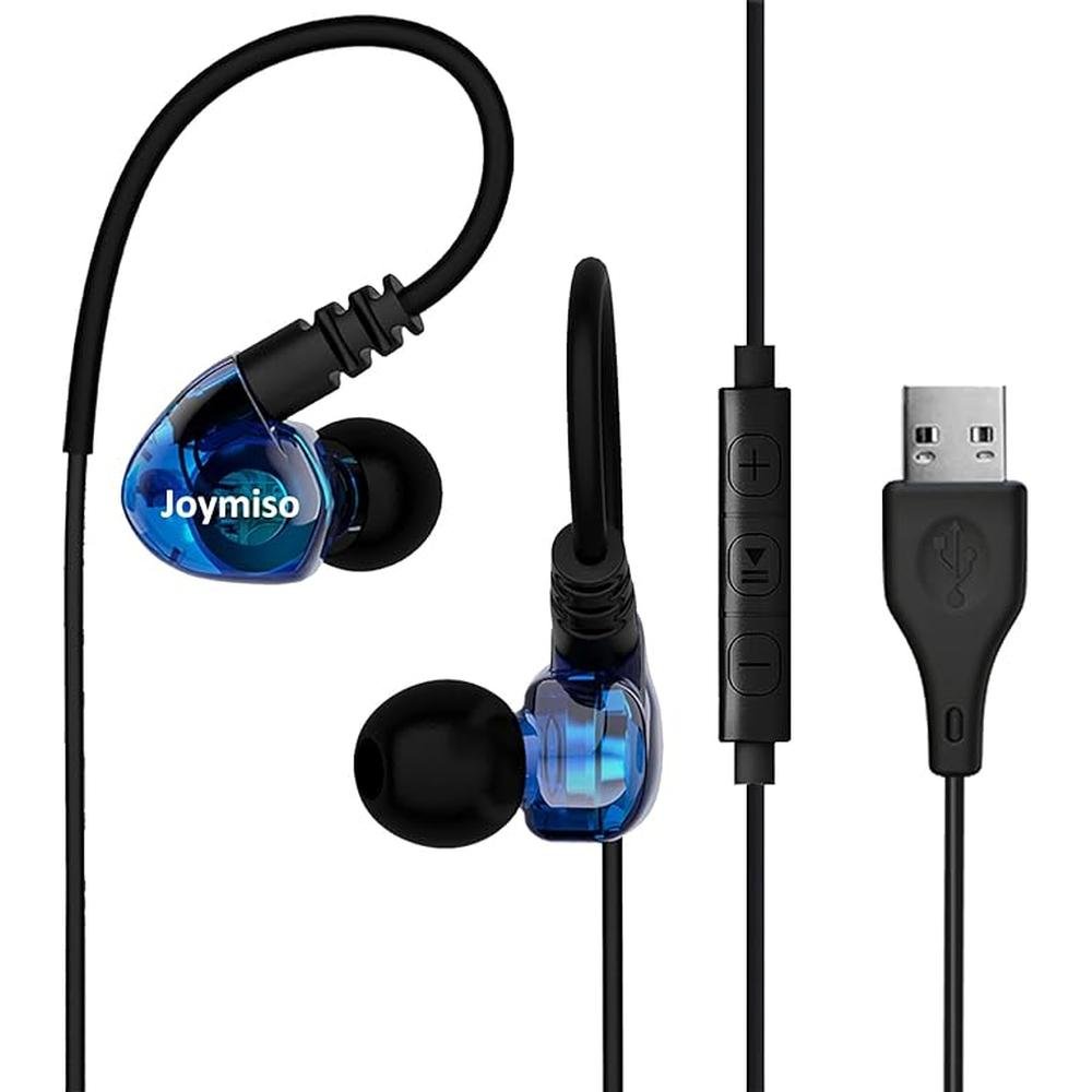 USB Earbuds with Microphone for PC Laptop – Front View