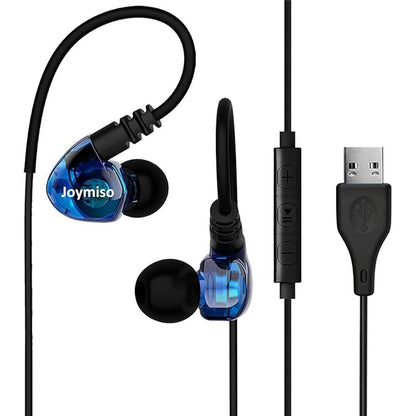 USB Earbuds with Microphone for PC Laptop – Front View