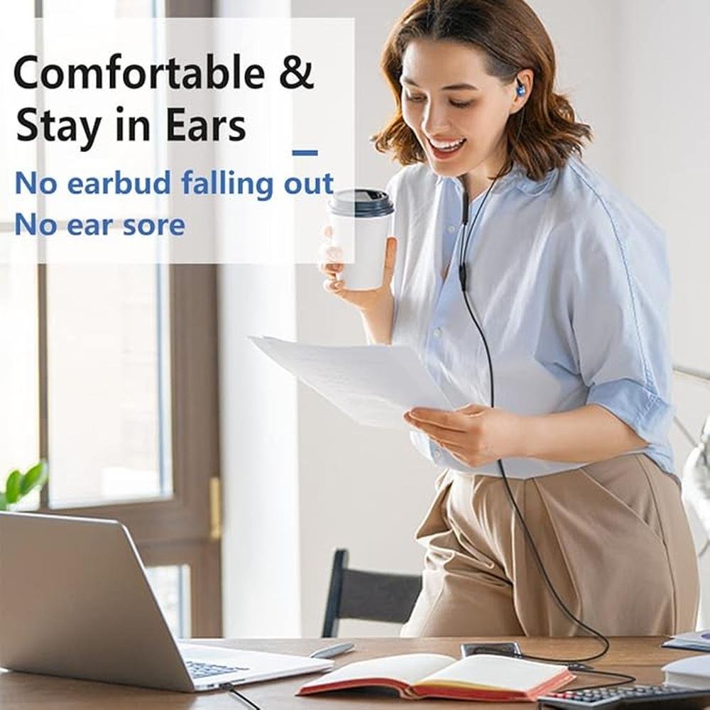 USB Earbuds with Microphone for PC Laptop – Close-up Detail
