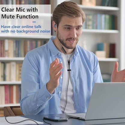 USB Earbuds with Microphone for PC Laptop – In Use