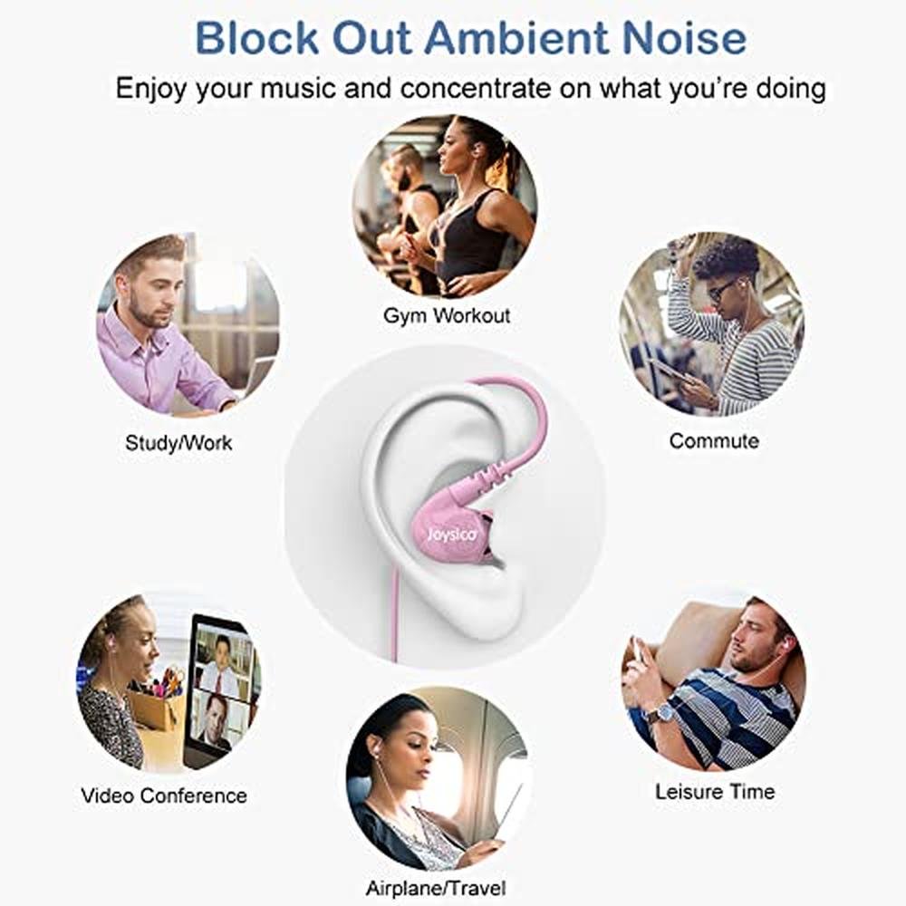 Ear Joysico: Joysico Sport Headphones Wired Over-Ear In-Ear – In Use