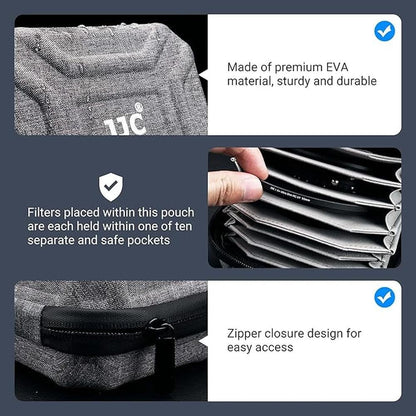 JJC 10 Pockets Hard Shell Lens Filter Bag Up to 95mm – Close-up Detail