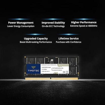 32GB Timetec: Timetec DDR5 4800MHz SODIMM Laptop Memory – Side View