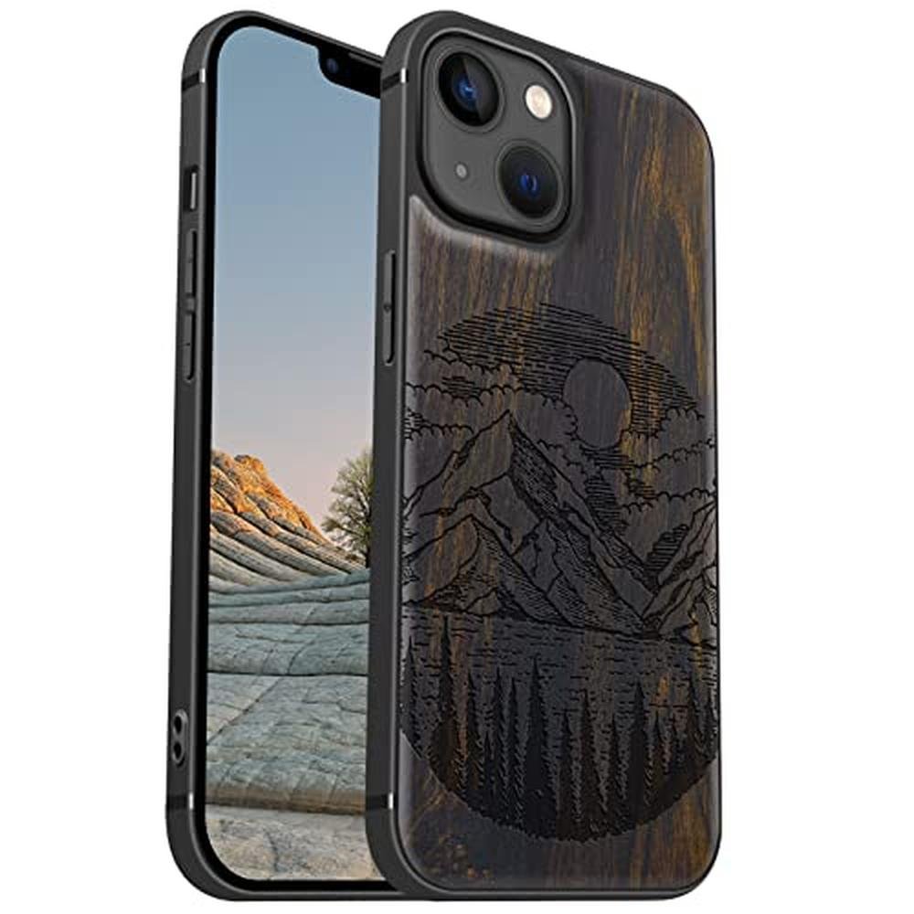 Wood Case: Carveit Magnetic iPhone 13 Case Natural Wood – Front View