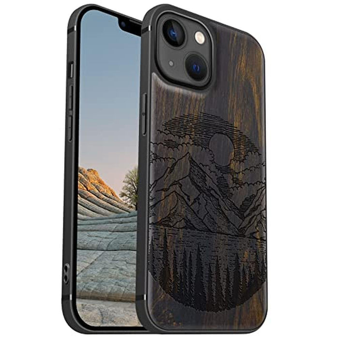 Wood Case: Carveit Magnetic iPhone 13 Case Natural Wood – Front View