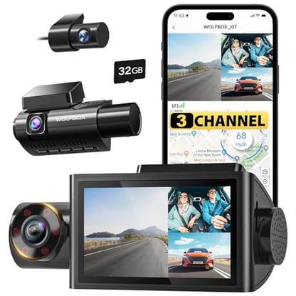 Dash Camera: WOLFBOX i07 3 Channel 4K Dash Cam Front and – Front View