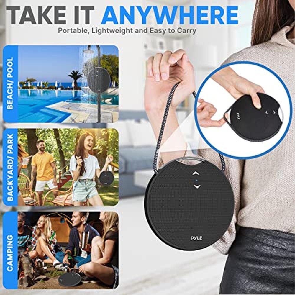 Portable Bluetooth Speaker: Pyle Mini IPX7 Waterproof Super – Side View