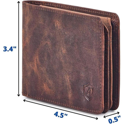 Mens Wallet: Real Leather Bifold RFID Blocking High – Side View