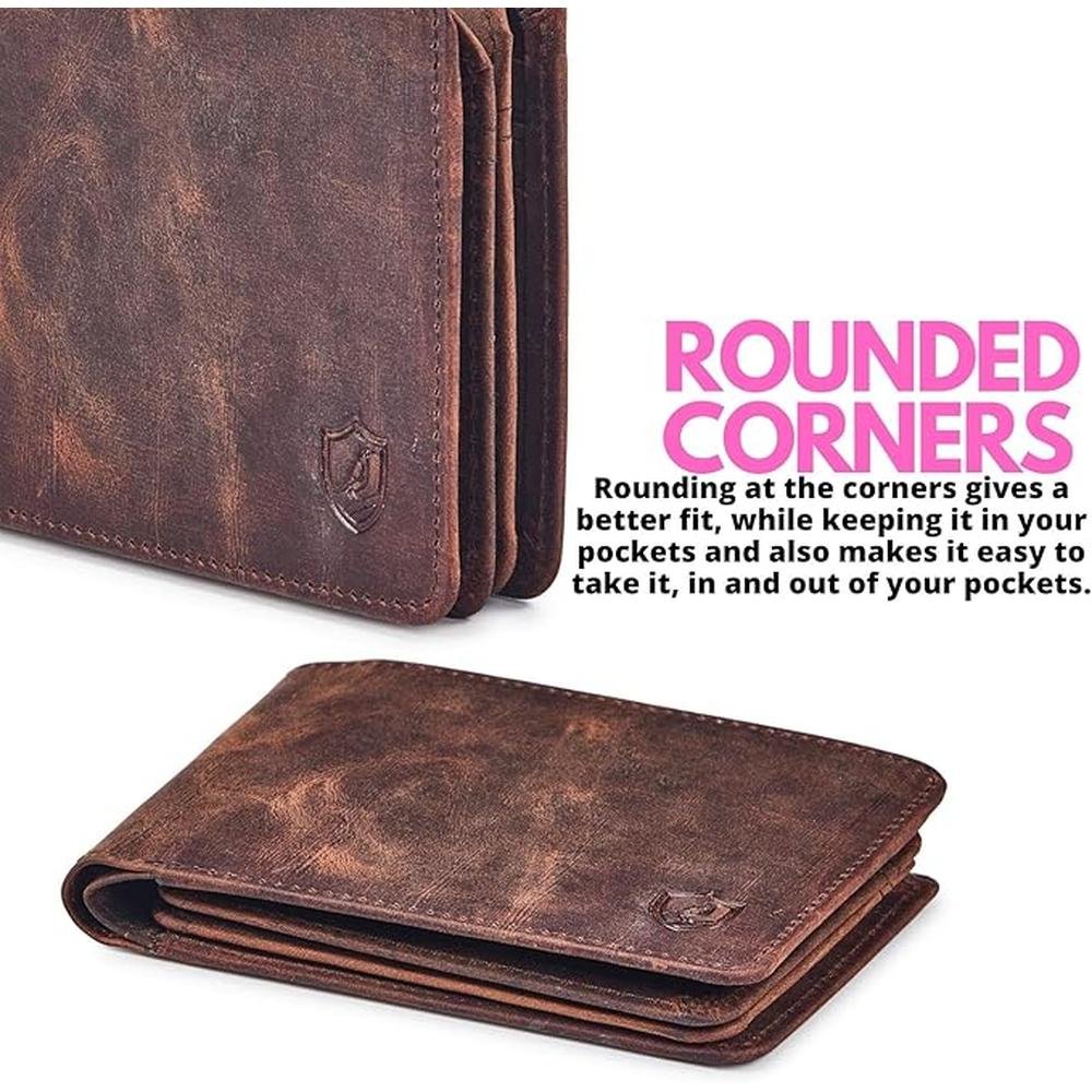 Mens Wallet: Real Leather Bifold RFID Blocking High – In Use
