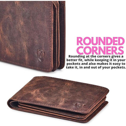 Mens Wallet: Real Leather Bifold RFID Blocking High – In Use
