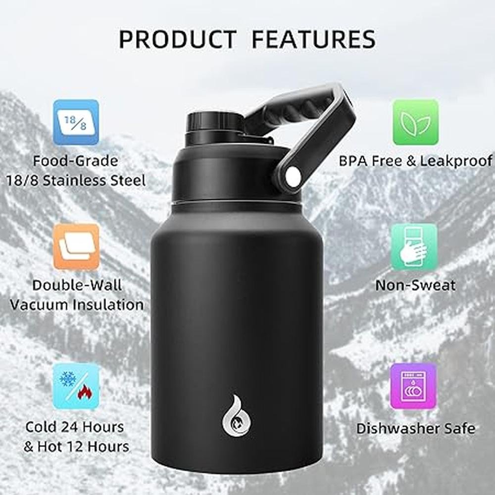 Water Bottle: BJPKPK 64 oz Insulated Water Bottle – Close-up Detail
