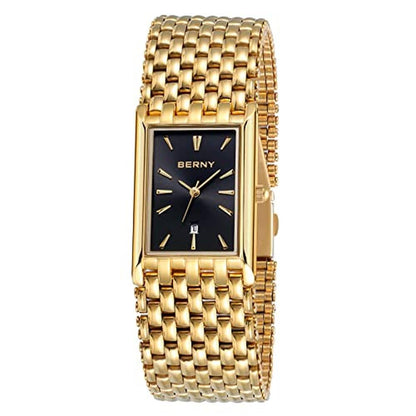 Watches Men: BERNY Gold 2166M Japanese Quartz Movement – Front View