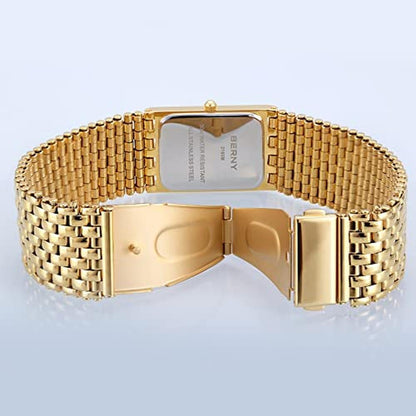 Watches Men: BERNY Gold 2166M Japanese Quartz Movement – In Use