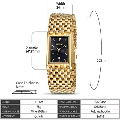 Watches Men: BERNY Gold 2166M Japanese Quartz Movement – Packaging